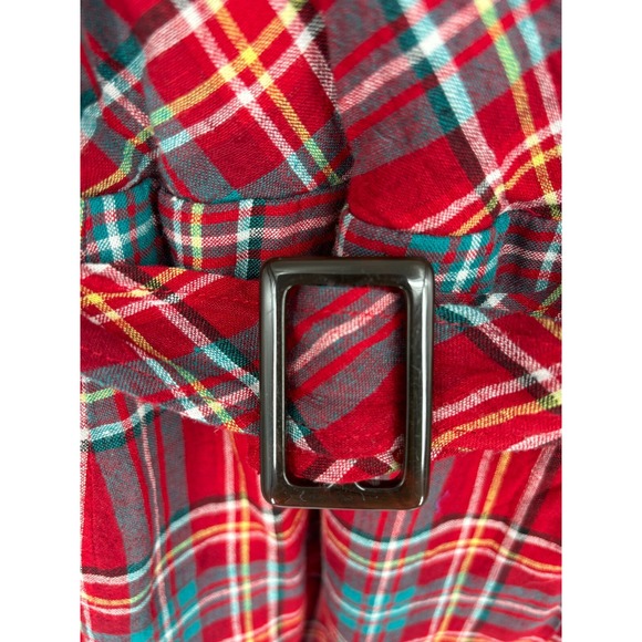 Urban Outfitters Dress Womens XS Red Plaid Sleeveless Mini Belted New - Picture 5 of 13